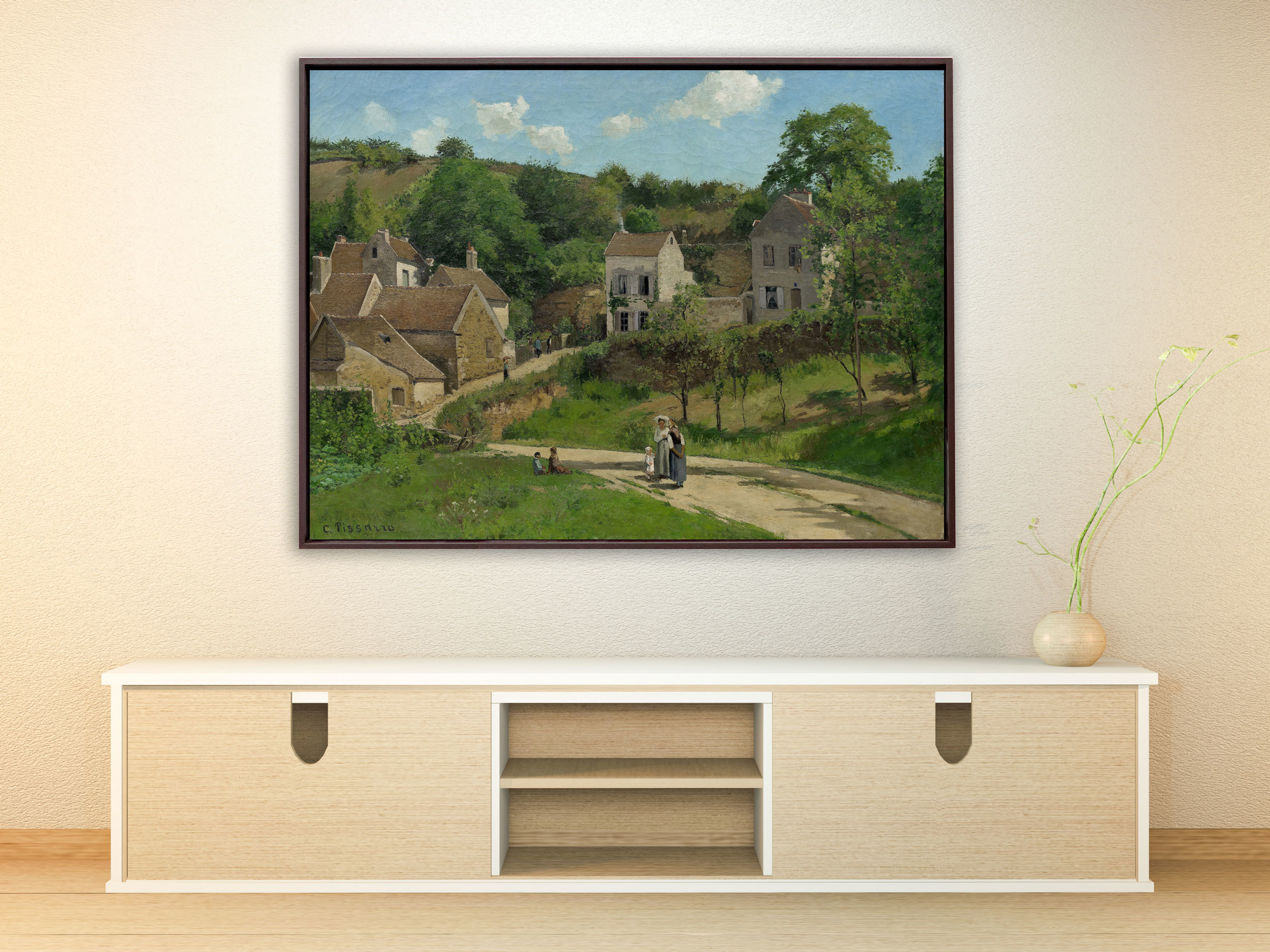 Camille Pissarro - L’Hermitage à Pontoise, Rahmen Schattenfuge braun